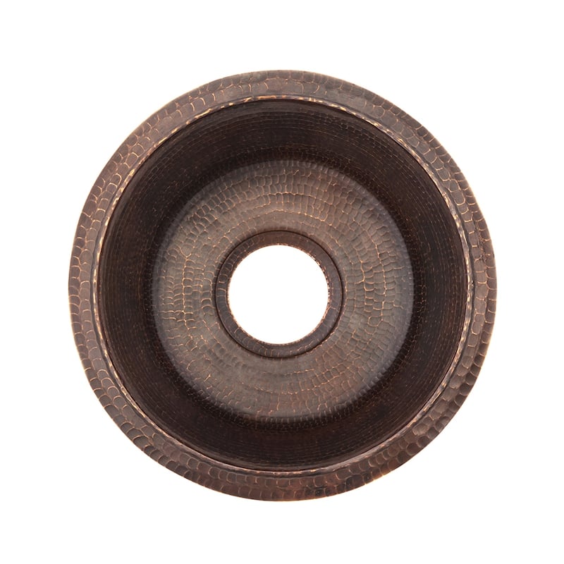 16-in Round Hammered Copper Prep Sink w/ 3.5-in Drain Opening (BR16DB3)
