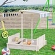 preview thumbnail 26 of 30, Outsunny Kids Sandbox with Cover, Outdoor Wooden Sandbox with Canopy - 41.75" x 41.75" x 47.75" 5-7 Years - Blue