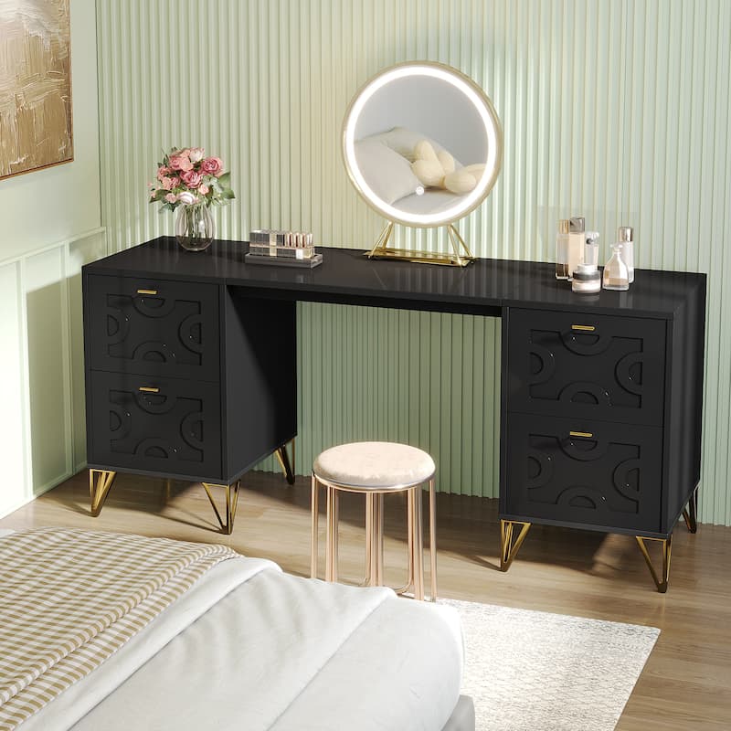 59-Inch Makeup Vanity Desk with 4 Drawers, Modern Beauty Table
