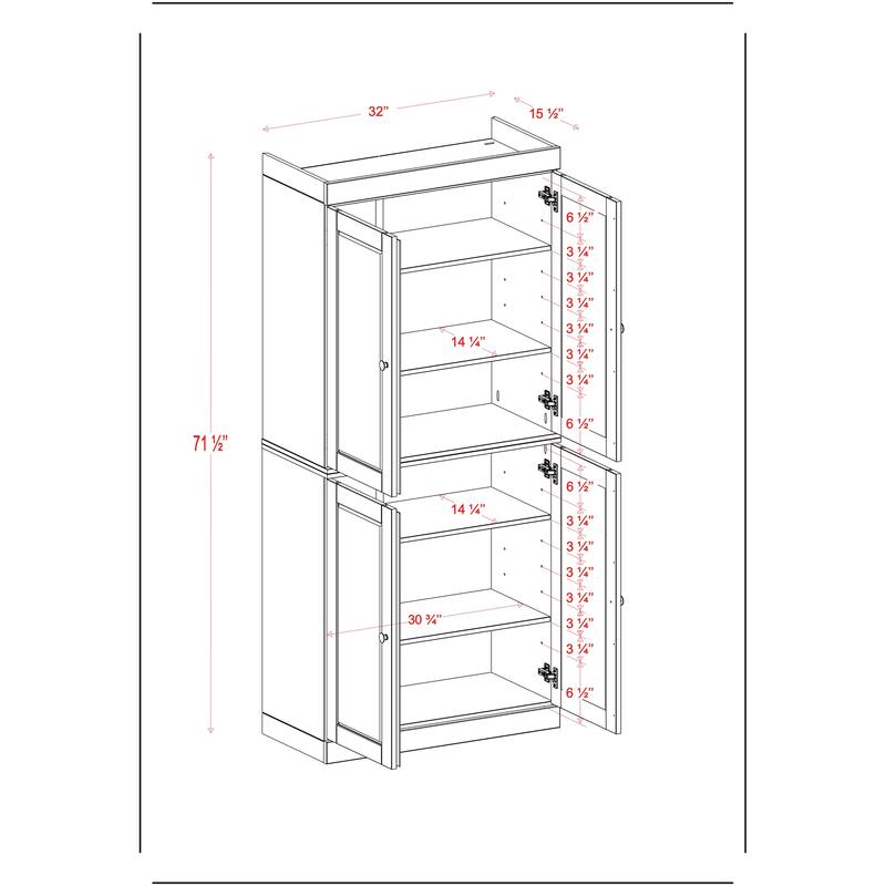 Palace Imports 100% Solid Wood 6-Shelf Bookcase with Shaker Doors and Adjustable Shelves