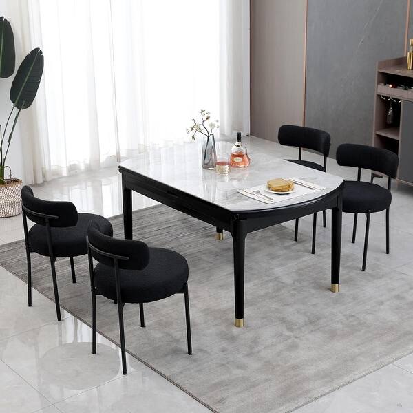 Modern Upholstered Dining Chairs Set of 4 with Thick Cushion and Sturdy ...