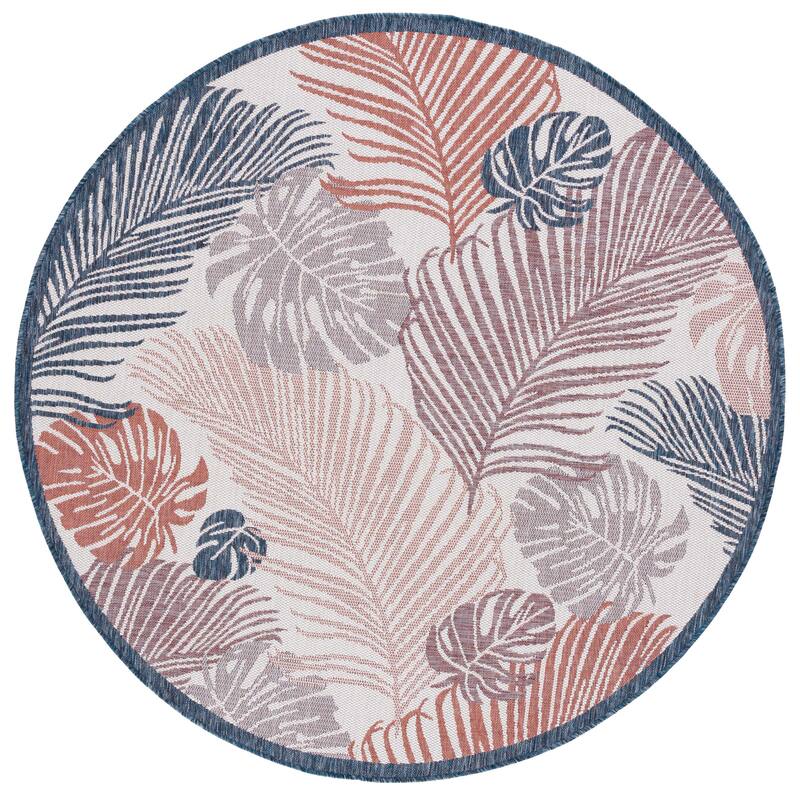 SAFAVIEH Courtyard Fedela Indoor/ Outdoor Rug - 6'7" Round - Beige/Rust
