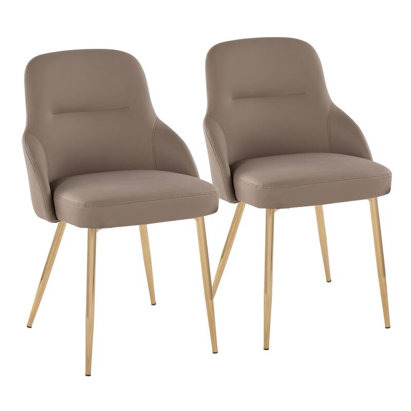 Silver Orchid Yvette Upholstered Chair with Gold Tapered Metal Legs (Set of 2) - Brown
