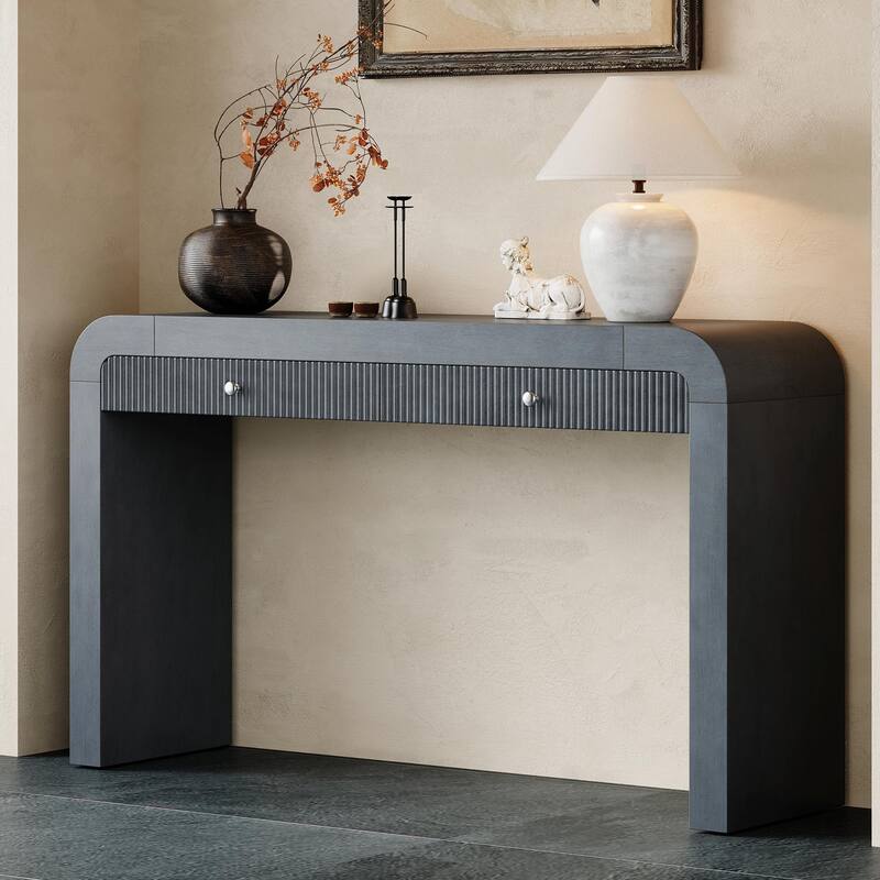 Console Table with Fluted Drawer & Thick Legs