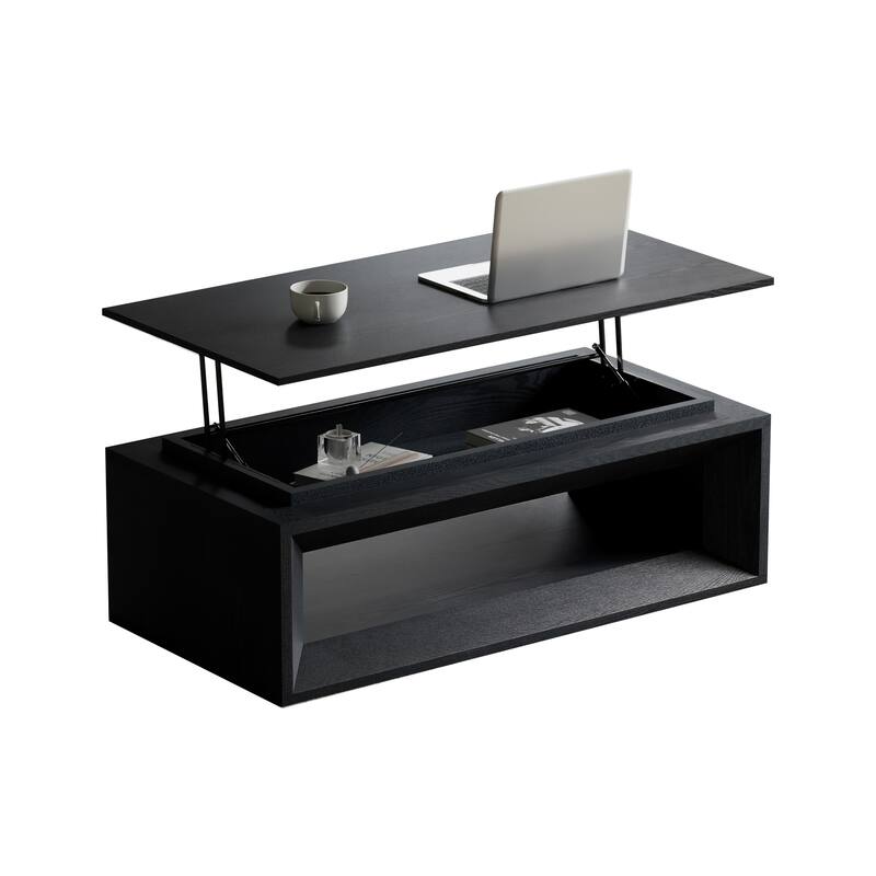 43.3" Lift Top Rectangle Coffee Table with Storage, Coffee Table with Floating Tabletop, Convertible Rising Tabletop