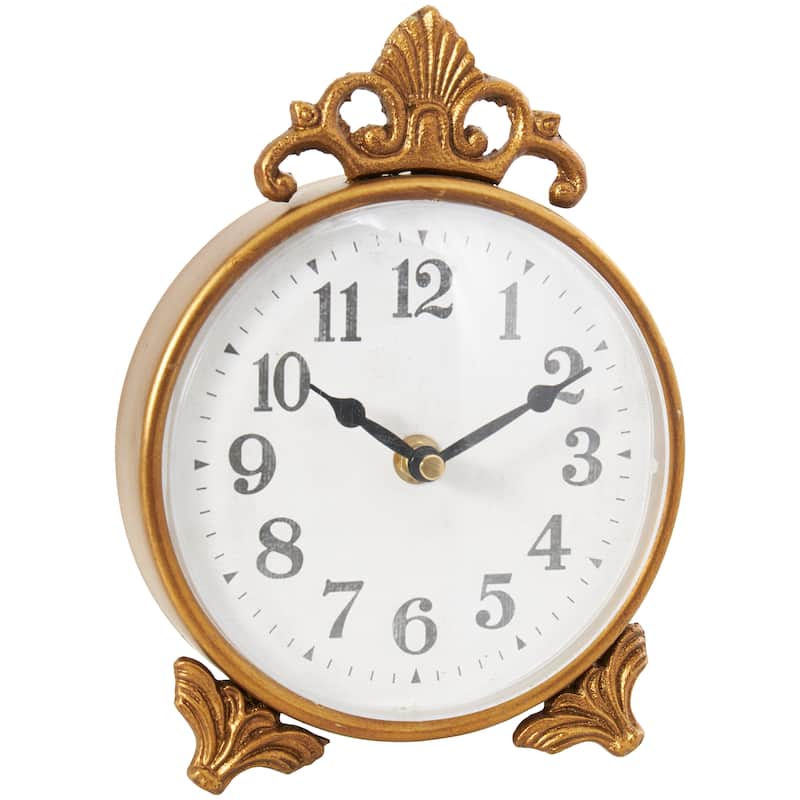 Gold Metal Antique Style Scroll Decorative Clock