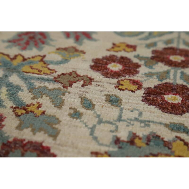 Hand Knotted Oriental 100% Wool Carpet Traditional All-Over Beige & Ivories Ziegler Area Rug - 7' 8'' X 5' 7''