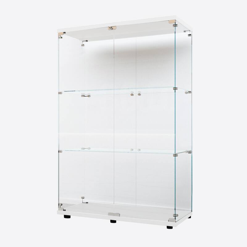 Tempered Glass Display Cabinet,Wine Cabinet,Storage Cabinet,File Cabinet,With Bluetooth Led Light Strip,Adjustable Floor Feet
