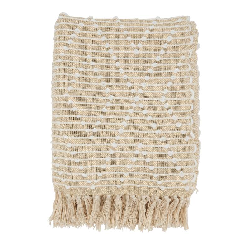 Woven Throw Blanket With Diamond Design - Natural