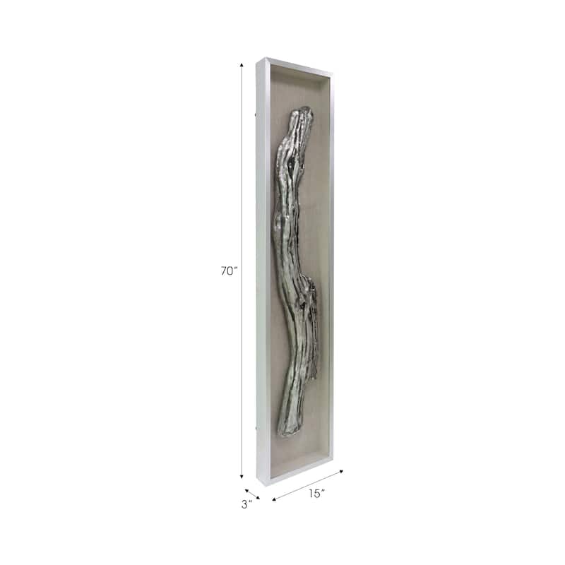 Glass Wall Sculpture Branch-Inspried 3D Relief (Set of 2) - 70" Ivory - 15" x 3" x 70"