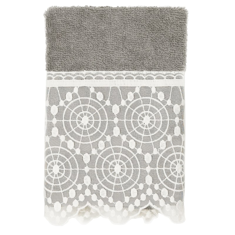 Authentic Hotel and Spa 100% Turkish Cotton Arian 3PC Cream Lace Embellished Towel Set