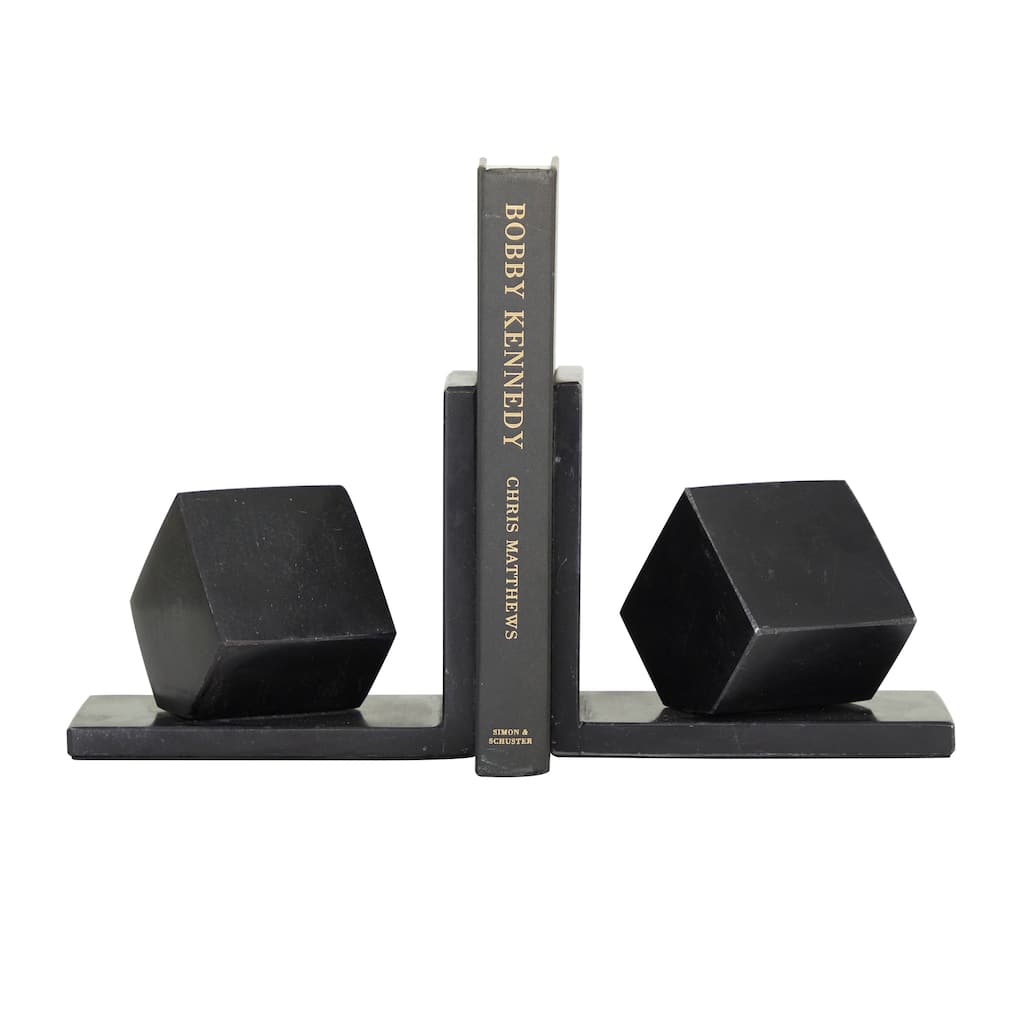 White, black or Green CosmoLiving by Cosmopolitan Black Marble Orb Bookends (Set of 2)