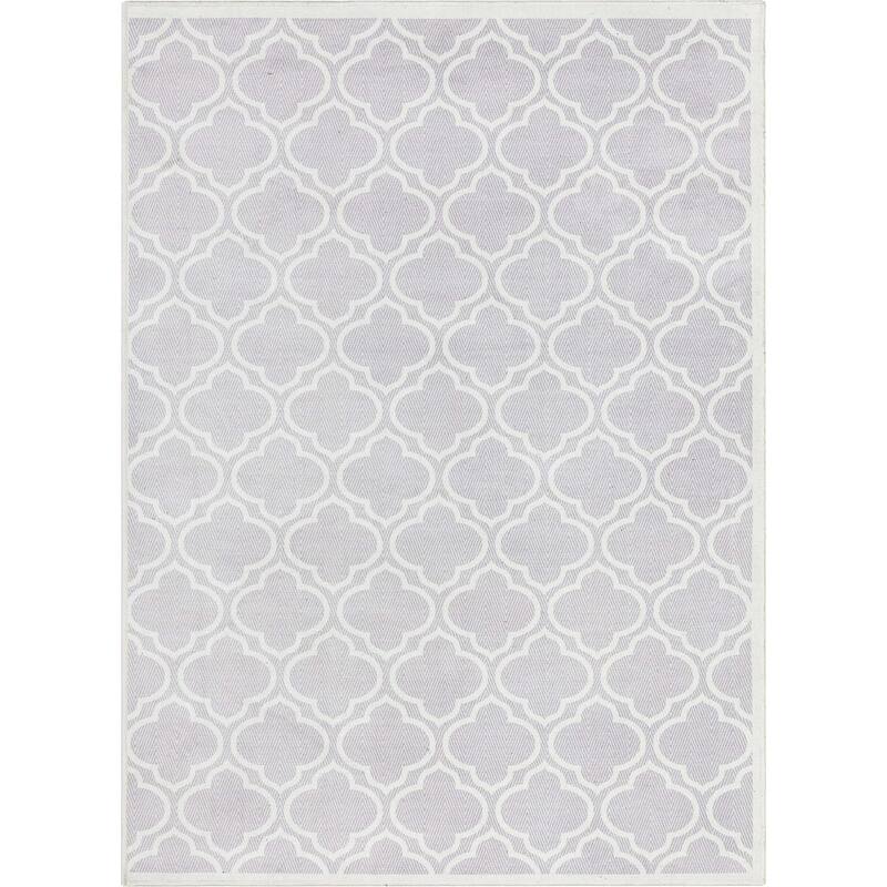 Well Woven Apollo Lattice Moroccan Machine Washable Area Rug - 7' 7" x 9' 10" - Grey - Rectangle