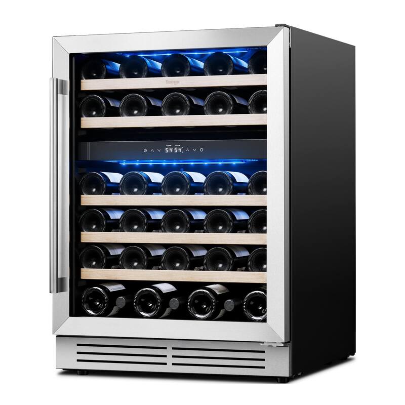 Yeego 23.4 in.52-Bottle Dual Zone Wine Cooler Refrigerator Fridge with Built-In/Freestanding Design