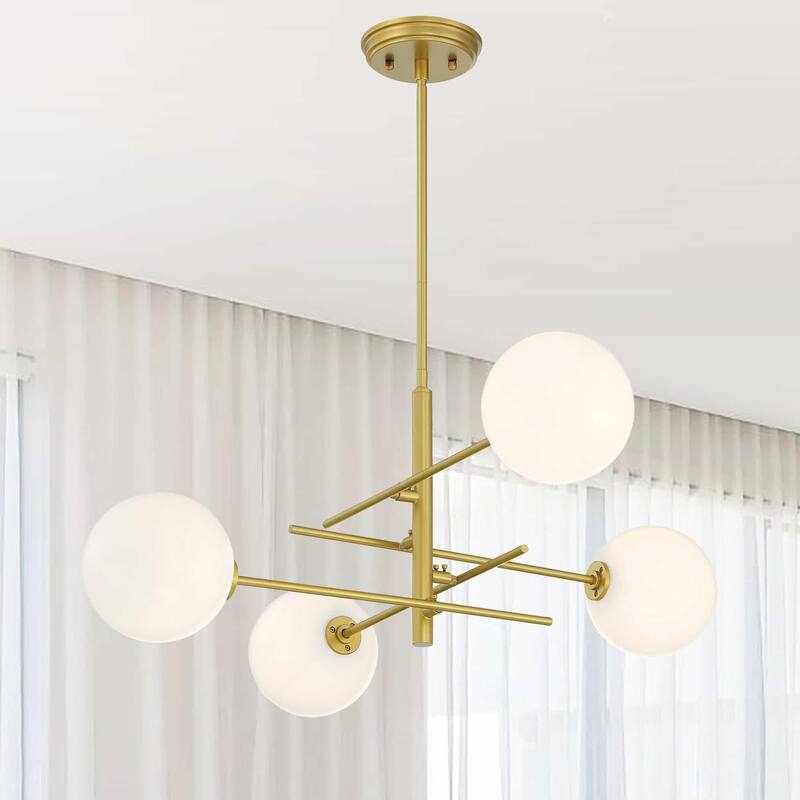 Acroma 4-light Modern Farmhouse Black/ Gold Sputnik Chandelier - Satin Brass