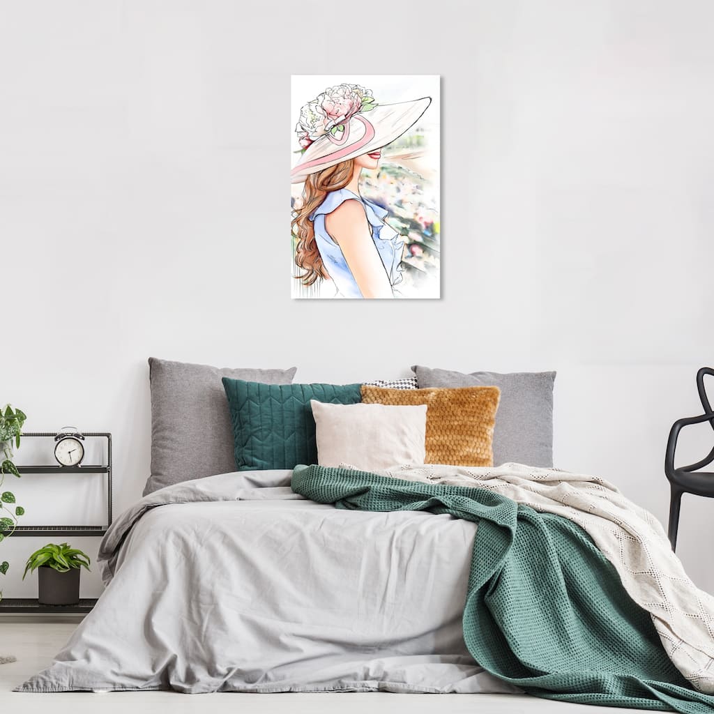 Wynwood Studio Canvas Fashion and Glam Light Blue Derby White and Light Blue Modern & Contemporary Wall Art Canvas Print