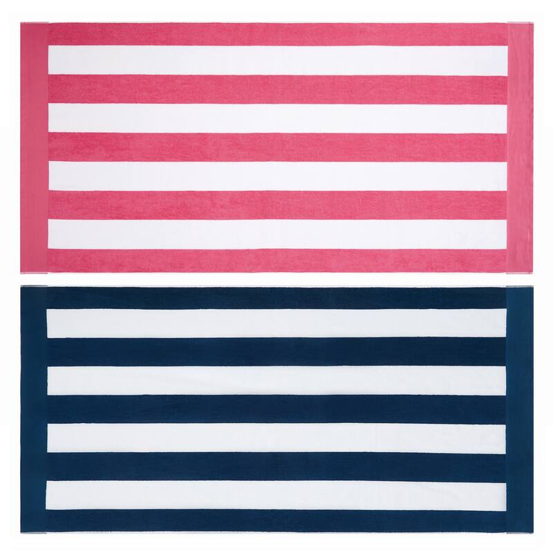 Oceanfront Resort Cabana Stripe 2 Pack Beach Towel - 36x72