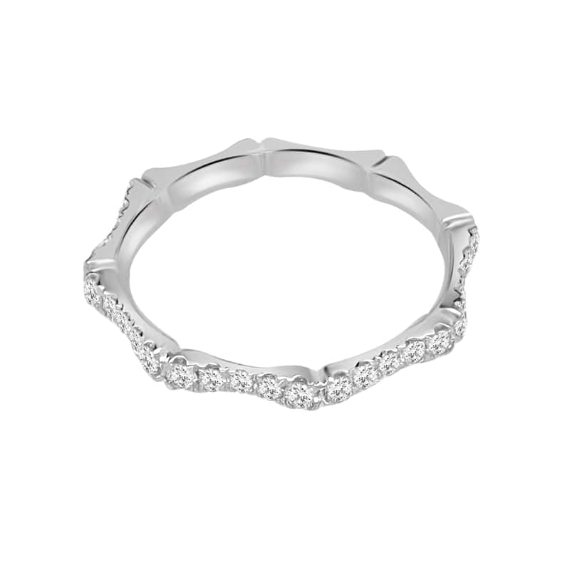 Auriya 14k Gold Lab Grown Round Diamond Bamboo Band 0.51 ct. tw. (F-G, VS) - 6 - White