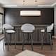 Daxton Mid-Century Swivel Bar Stool, Upholstered Counter Height Chair with Bentwood Legs - Gray and Black - Bar Height