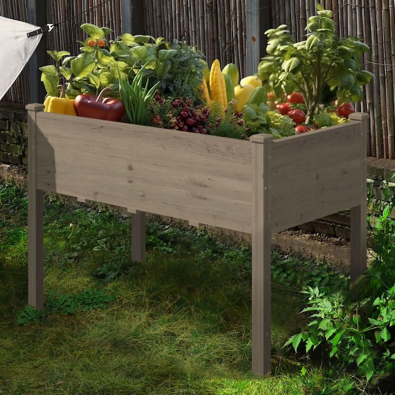 VEIKOUS Wood Raised Garden Bed Elevated Planter Box with Drainage Holes