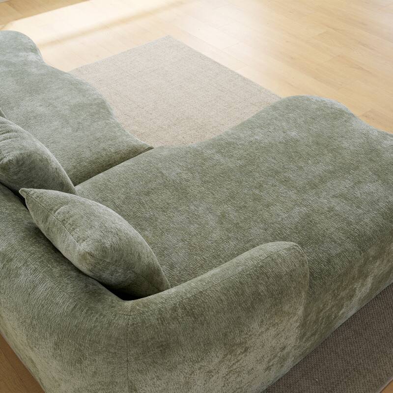 Roomfitters Full Compression L-Shape Sectional Sofa with Curved Chaise, Modular Chenille Couch for Apartment Living Room