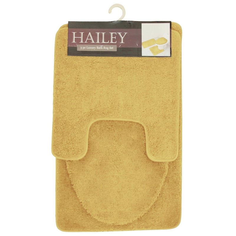 Hailey 3 Piece Bath Rug Set, Bath Mat, Contour Rug, Lid Cover, Soft Pile, Water Absorbent