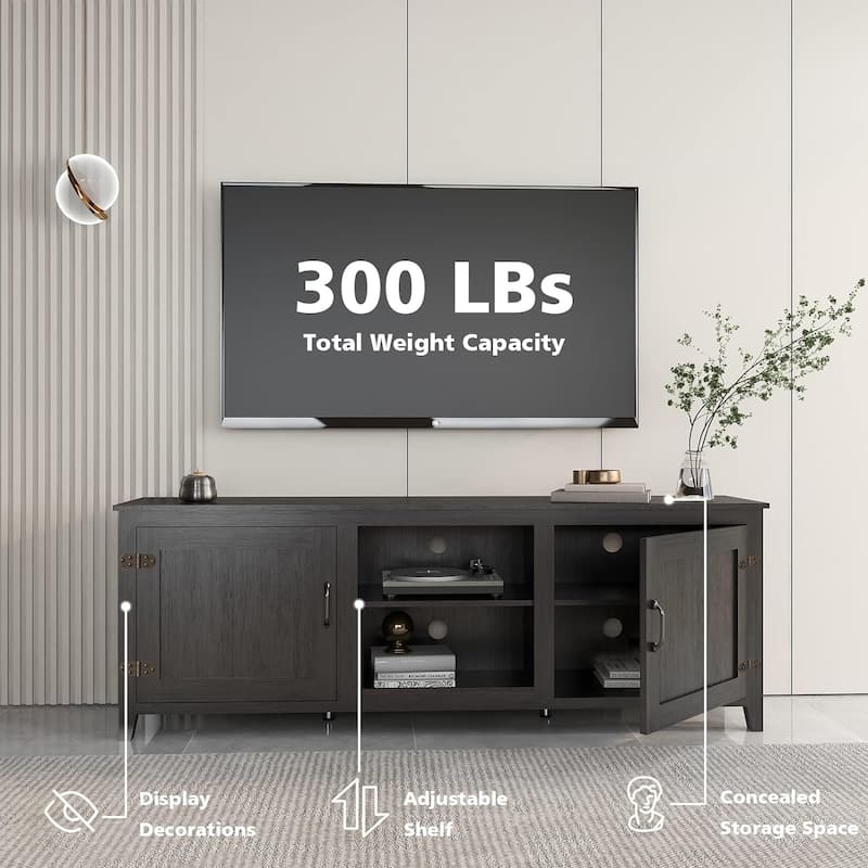 Wood Storage Cabinet Media Console for TVs up to 80"