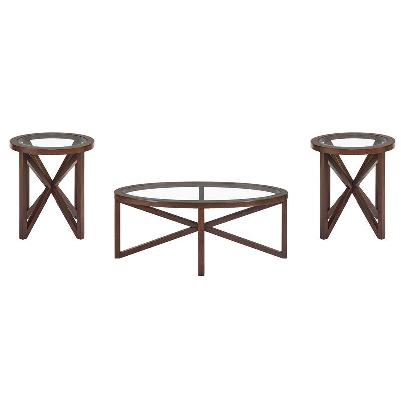 Roomfitters Modern Round Tempered Glass Coffee Table with Solid Wood Base, Transparent Top for Living Room or Study