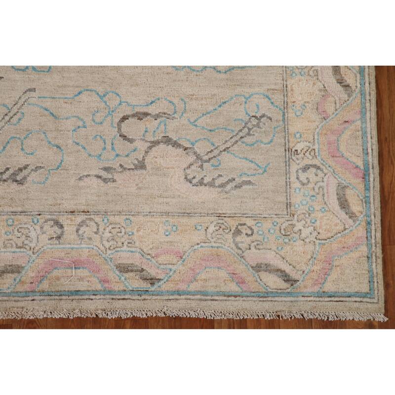 Handmade Vegetable Dye Oushak Turkish Area Rug Oriental Wool Carpet - 5'4"x 7'1"
