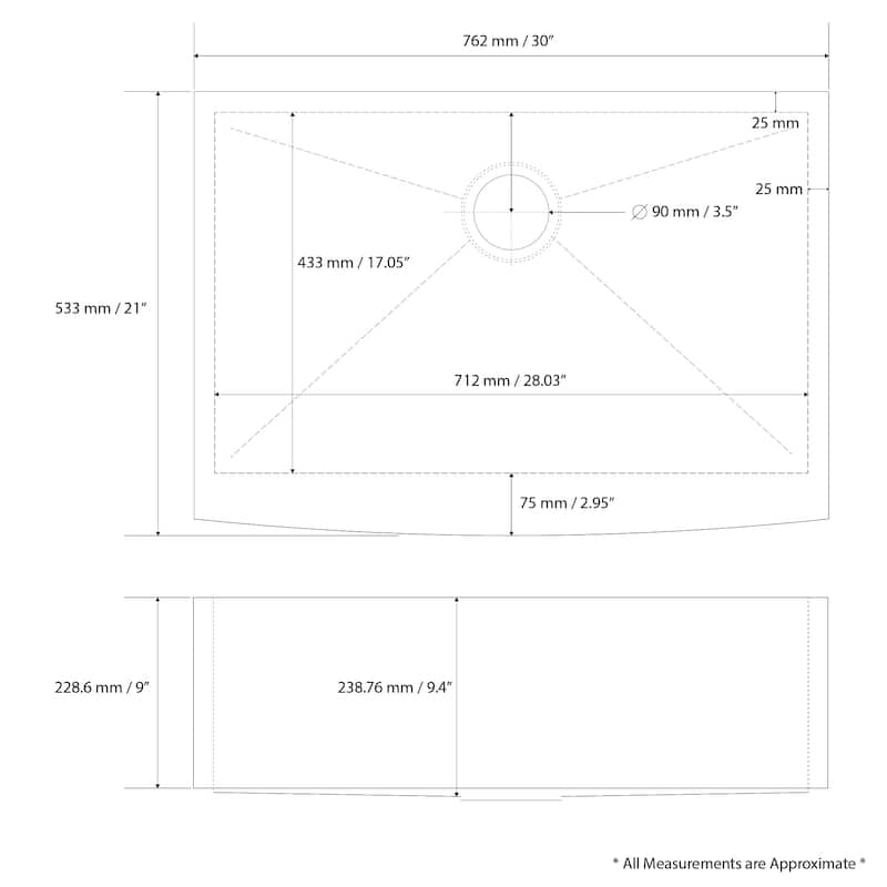 Luxier AFS30-18Z 30 in. Stainless Steel Apron Farmhouse Kitchen Sink