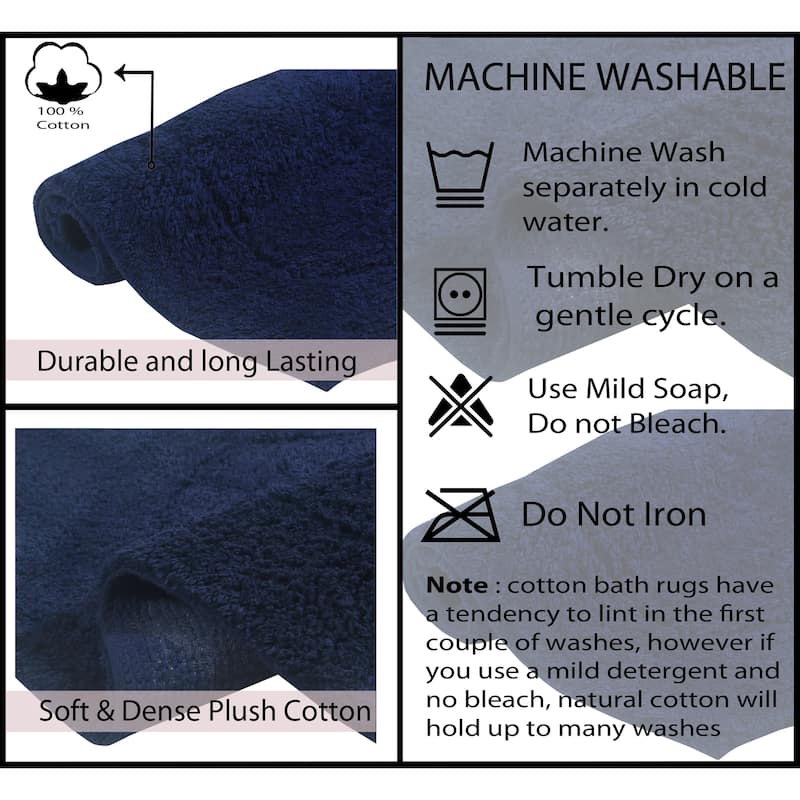 Waterford Collection 100% Cotton Non-Slip Bathroom Rug Set, Machine Washable Bath Rug, 5 Piece Bath Mat Set with Contour