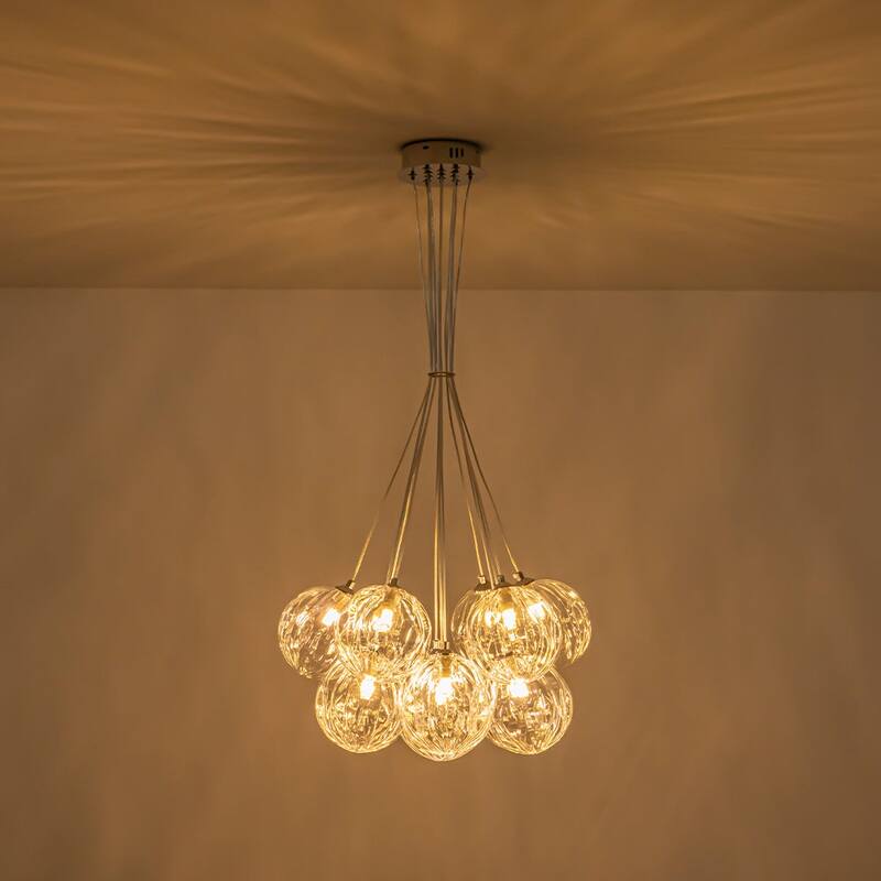Chrome 13-Light Glass Globe Cluster Bubble Chandelier