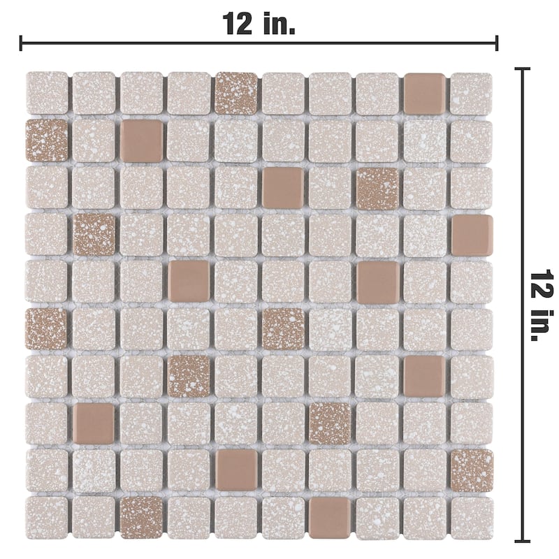 Merola Tile Crystalline Square Beige 12" x 12" Porcelain Floor and Wall Tile