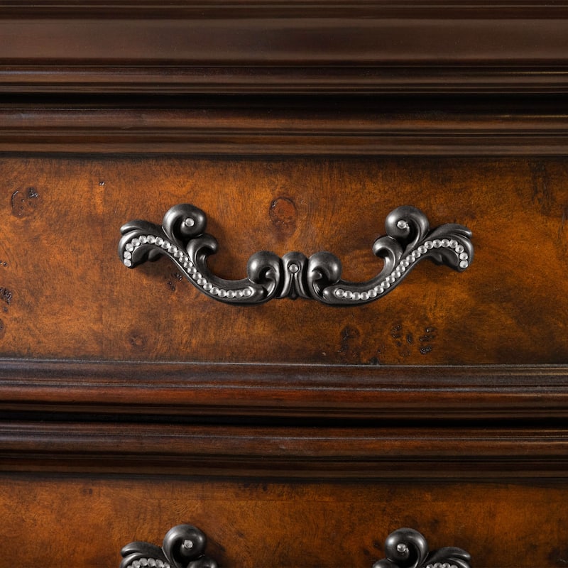 Furniture of America Cresswell Traditional Dark Cherry and Oak Stone Top 3-Drawer Nightstand