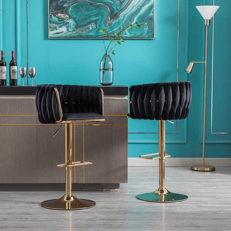 Counter Height Bar Stools Set of 2, Swivel Armless Chairs with Height Adjustable, Kitchen Island Chairs with Chrome Footrest