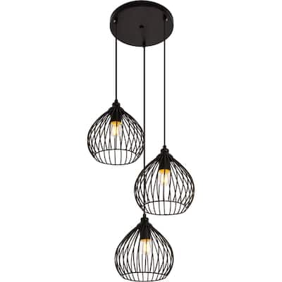 Elegant Lighting Sayer 3 Light 16" Wide Pendant with Aluminum Shades