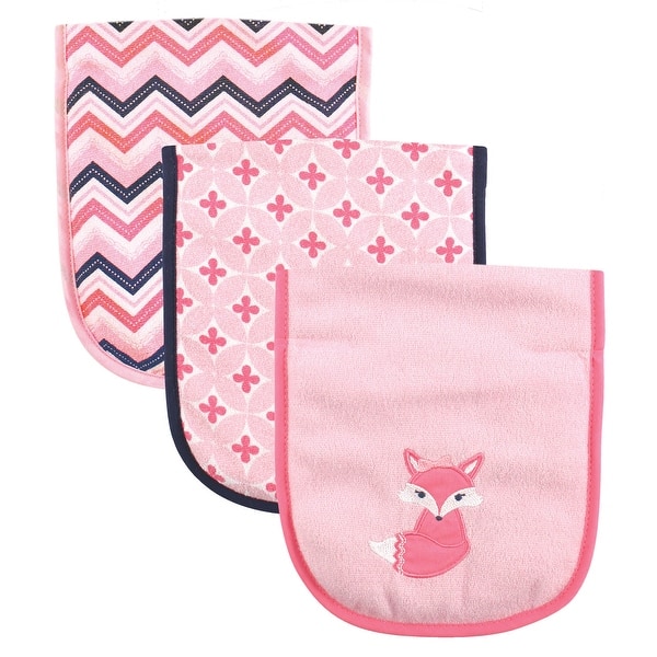 slide 1 of 1, Luvable Friends Baby Girl Cotton Burp Cloths with Fiber Filling 3pk, Foxy, One Size - Foxy - One Size One Size - Foxy