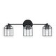 preview thumbnail 8 of 6, Harmon Matte Black Bath/ Vanity Fixture w/ Clear Seeded Glass & Metal Cage