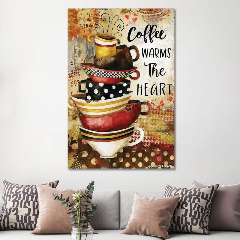 iCanvas "Coffee Warms The Heart" by Jennifer Lambein Canvas Print