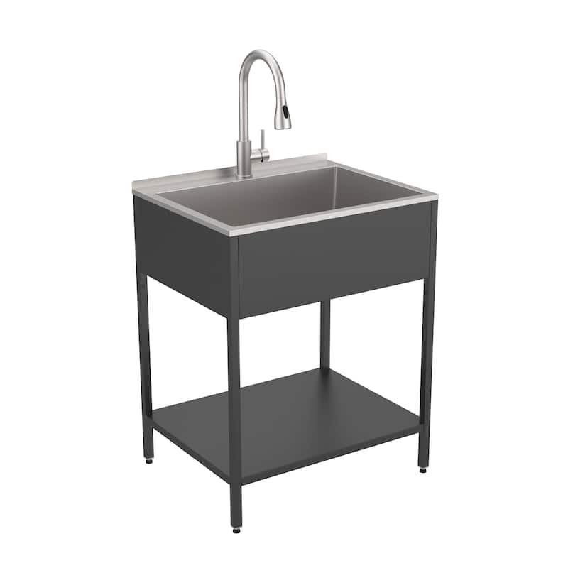 Transolid TRS_EWS-2822S Contemporary Laundry Washstand 28" Free - Matte Black