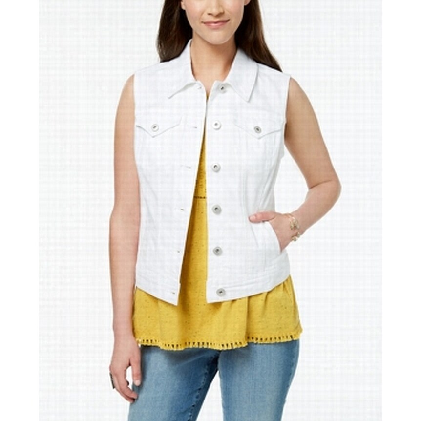 plus size white jean vest