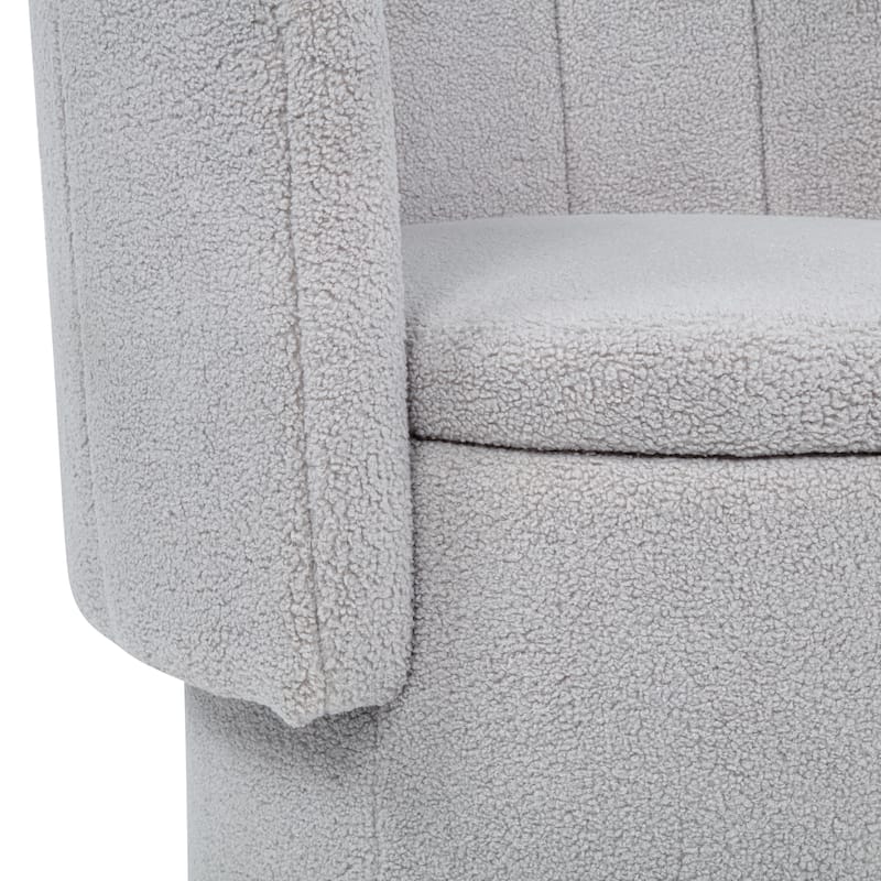 Swivel Accent Chair with Curved Backrest, Boucle Upholstered Lounge Chair, Barrel Sofa Chair with Hidden Storage