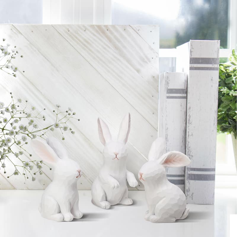 Resin 'Carved' Bunny 5" Set of 3 - 5