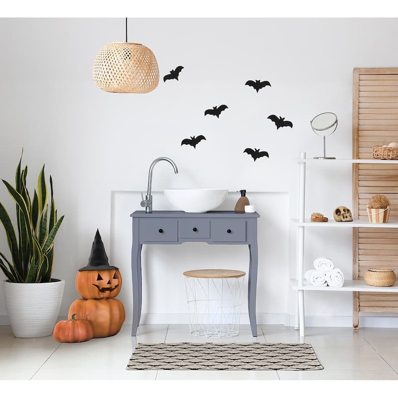Bat Colony Halloween Chenille Rug, 18" x 30"