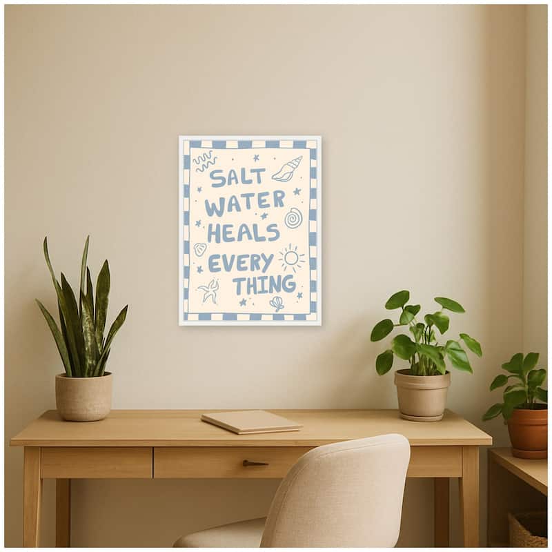 Kate and Laurel Salt Water Heals by Megan Ryan Framed Canvas Wall Art Print