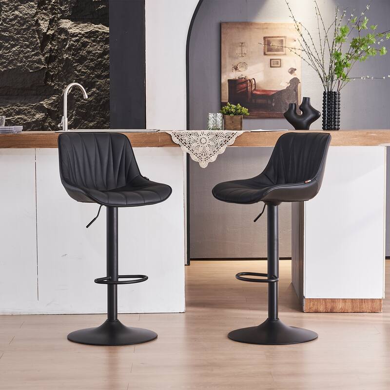 Adjustable Swivel Bar Stools Set of 2 Modern Upholstered Counter Stools