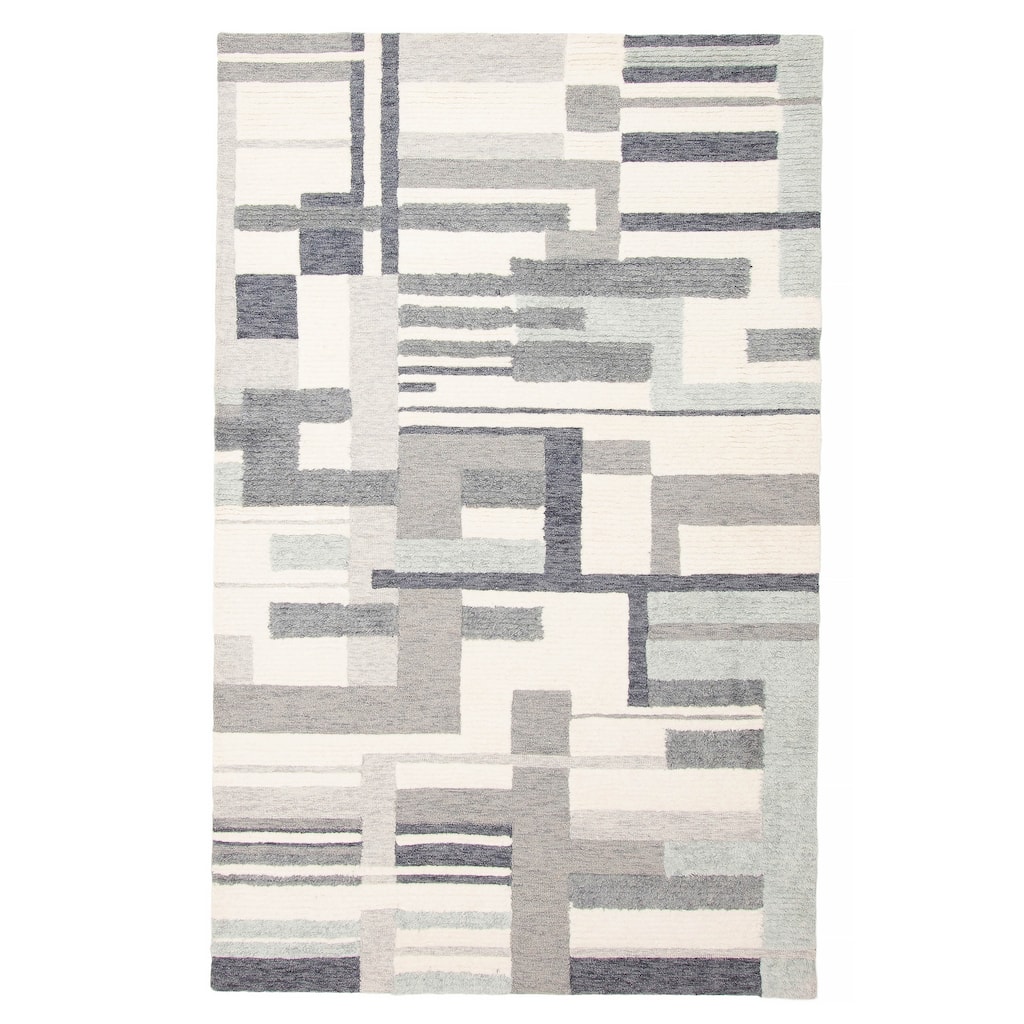 ECARPETGALLERY Hand Tufted Timeless Cream Wool Rug - 5'0 x 8'2
