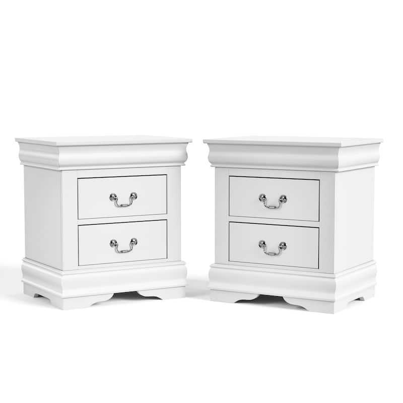Furniture of America Mayday Traditional Solid Wood 2-Drawer Nightstand, Set of 2