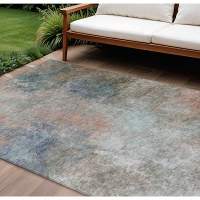 HomeRoots Abstract Transitional Rectangle Outdoor Rug