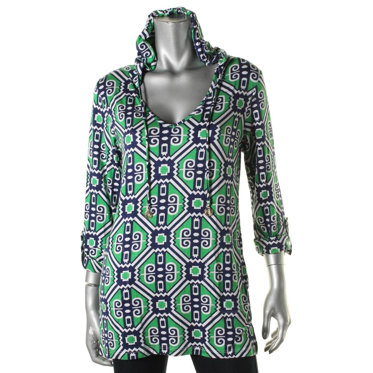 Shop Macbeth Collection By Margaret Josephs Womens Casual Top Printed Hooded Xs Overstock 16203861